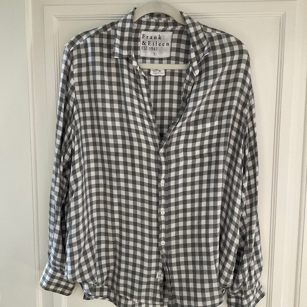 Frank & Eileen Eileen Classic Grey Gingham Check sz Large